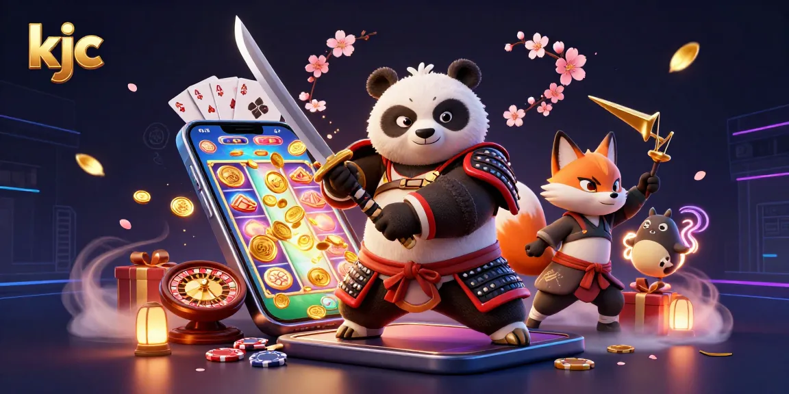Experience thrilling gaming with kjc's dynamic online casino scene featuring unique characters and vibrant game elements.