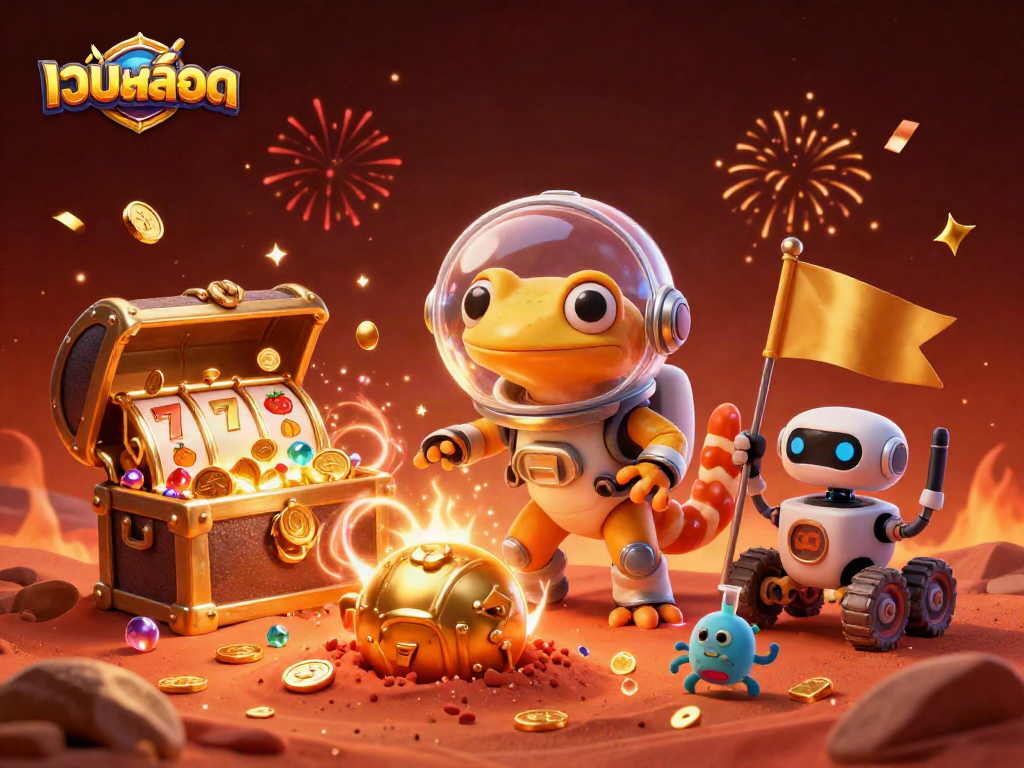 Engage with the thrilling เว็บสล็อต experience in a vibrant Martian casino atmosphere.