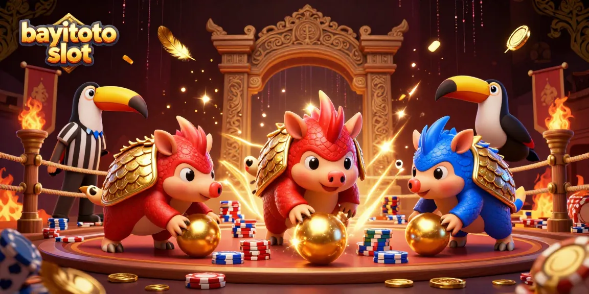 Engage with bayitoto slot thrills as colorful pangolins compete amidst a dynamic gaming arena.
