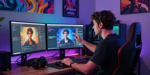 Interactive NSFW AI environment showcasing customizable avatars and immersive tech.