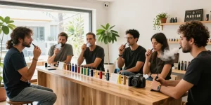 Can you vape in Cyprus? Enjoying lab-tested CBD vape products in a vibrant vape shop with a responsible community atmosphere.