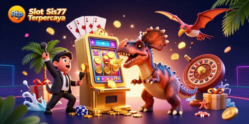 Rtp Slot Sis77 Terpercaya memberi jackpot menarik saat pachycephalosaurus memukul mesin slot.